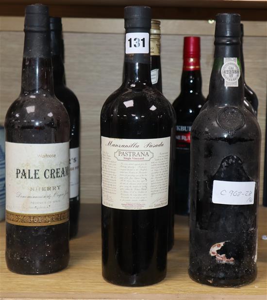 Six assorted sherries including Olaroso and five assorted ports including Taylors